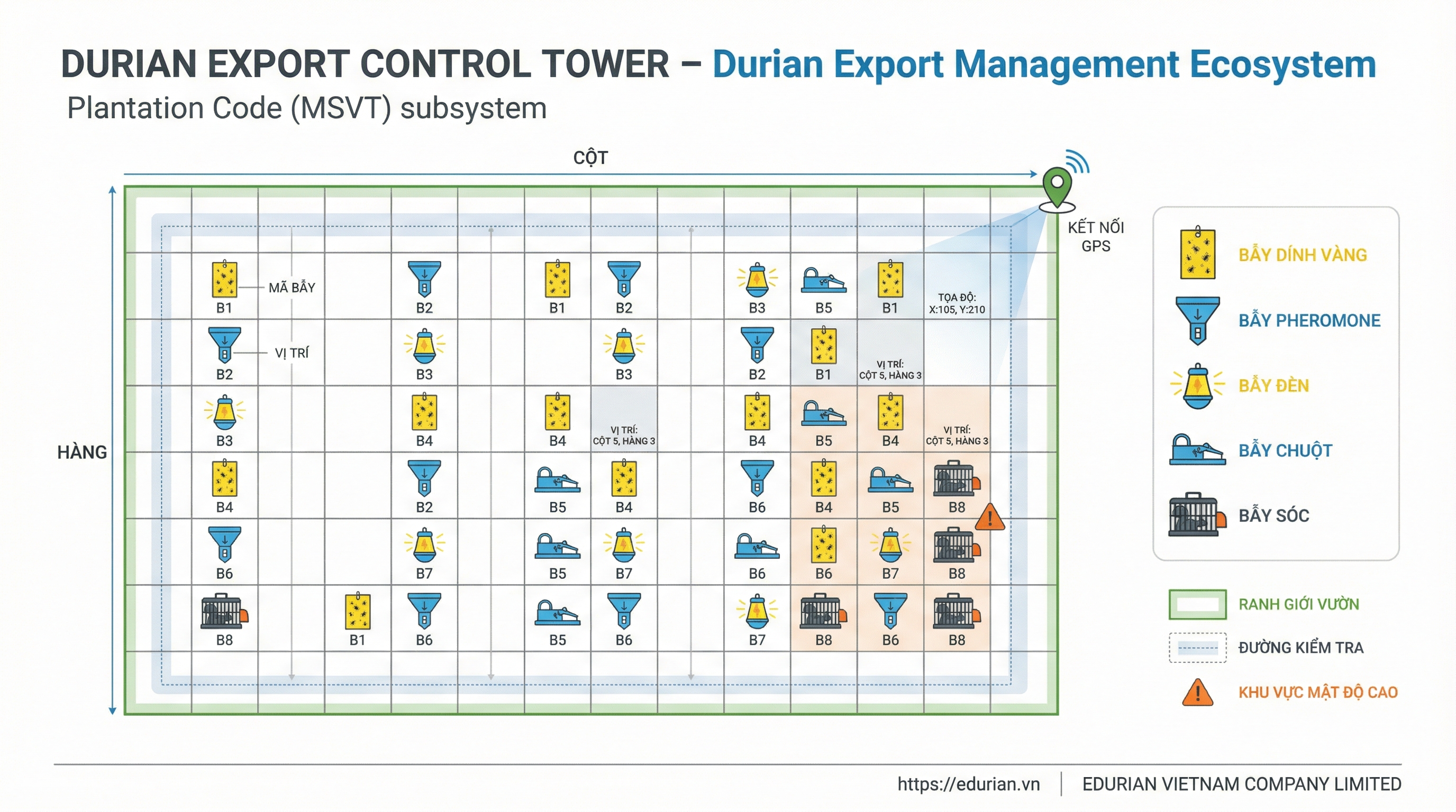 14. Sơ đồ grid bẫy chi tiết trong vườn